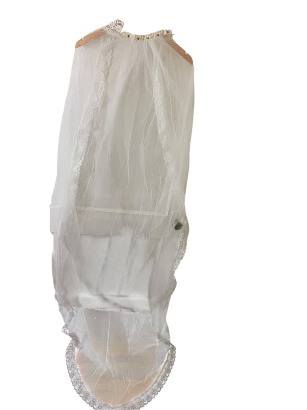 Unbranded Women's Long Wedding Veil Snap Train Lace Trim - OS